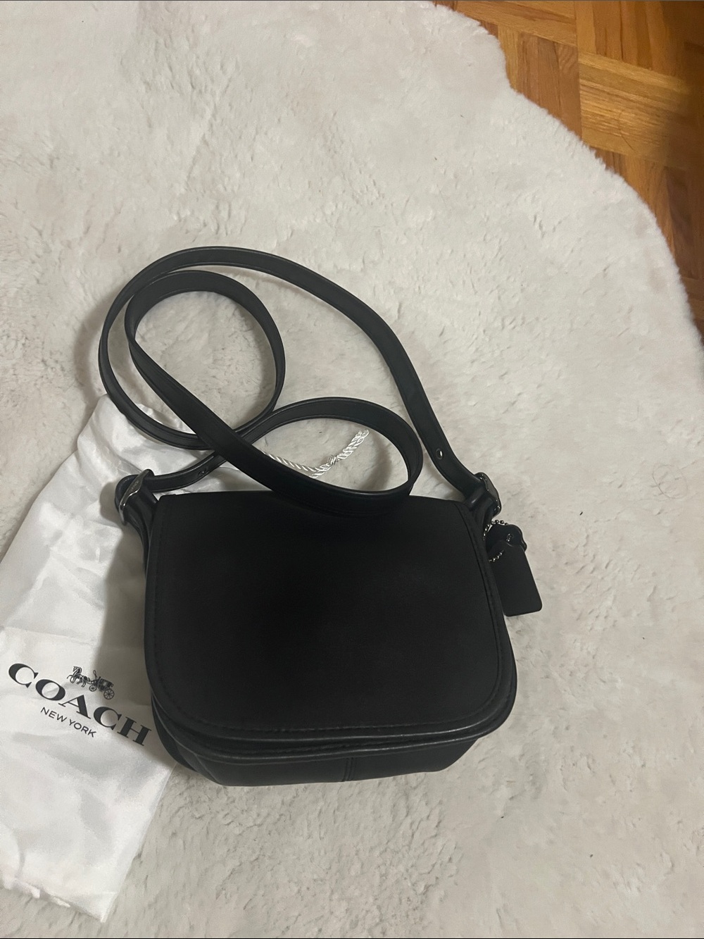 Coach Saddle Bag 18 Glovetanned Leather Purse Crossbody 57731 Navy Re-edition